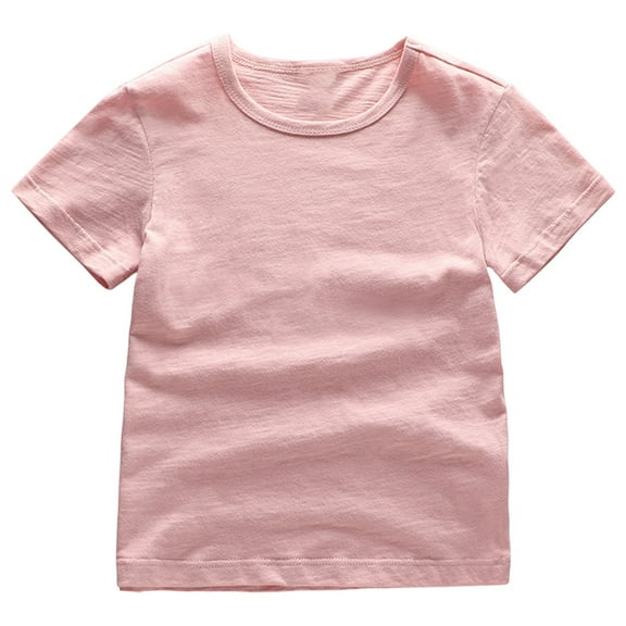 Razzly Big Boys Shirt Boy,Solid Color Short Sleeve Shirts Boys Cotton Tshirt Kids Tween Athletic Shirts for Boys Toddler Summer Shirt(Pink,11-12 Years)