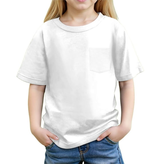 Razzly Big Girls T-Shirt for Girls, Solid Color Girls Graphic T Shirt Girls T Shirt Short Sleeve Cotton Shirts for Girls Toddler Soft Basic T-Shirts Teen Girl Summer Shirts(White 10-11 Years)