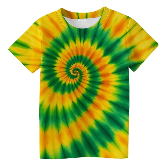 Razzly Big Girls T-Shirt for Kids, Tie Dye Girls' Graphic T-Shirts Cotton Kids T-Shirts Tween Toddler Girl Soft Basic T Shirts Kids Summer T Shirts Girls(Yellow,10-11 Years)