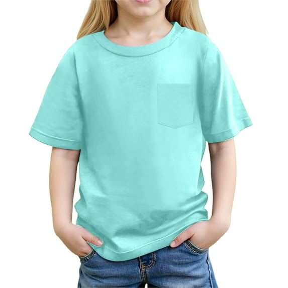 Razzly Big Girls' T Shirts, Solid Color Kids Funny Graphic T Shirts Toddler Short Sleeve Shirt Cotton Tshirt Girls Toddler Soft Basic T-Shirts Girls Summer Shirts(Sky Blue 10-11 Years)