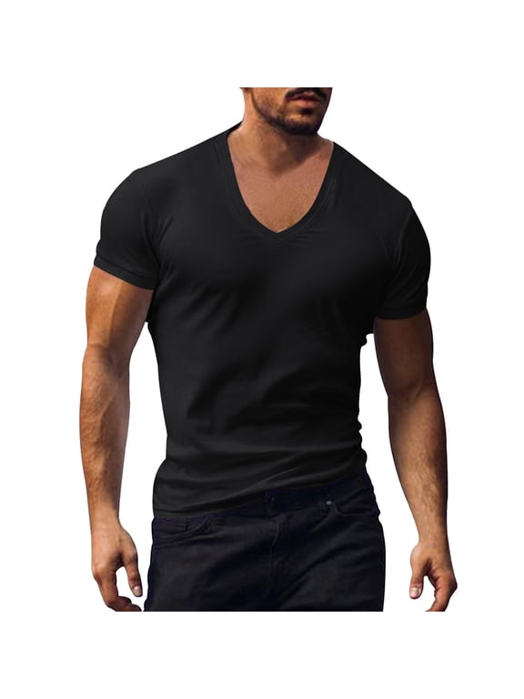 Big And Tall Mens Tee Shirts Sullen T Shirts for Men Men Shirts Pack Shirts Mens Big Man Shirts Short Sleeve Scrub Jackets V Neck T Shirts for Men Mod Bod Tops Short Sleeve T Shirts(Black,XL)
