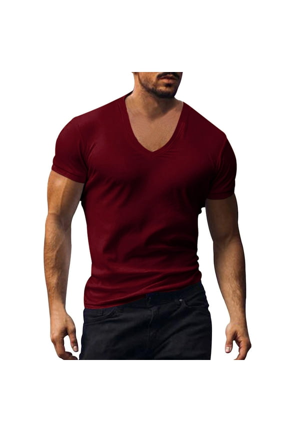 Big And Tall Mens Tee Shirts Sullen T Shirts for Men Men Shirts Pack Shirts Mens Big Man Shirts Short Sleeve Scrub Jackets V Neck T Shirts for Men Mod Bod Tops Short Sleeve T Shirts(Wine,2XL)