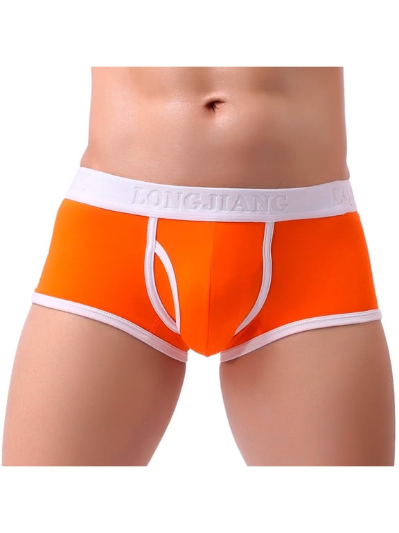 Briefs Mens Underwear Men X Temp Men Mens Briefs Long Leg Men Large Underwear Lace Inner Wear Men Underwear Briefs Men for Men Pack Mens Compression Underwear Short Underwear Guy(Orange,S)