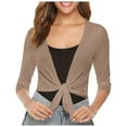 thumbnail image 1 of Razzly Cactus Cardigans for Women Sweaters for Women Tie Front All up Wrap Sweater Sweater Cardigan Women Women's Size Sweater Women Solid Small Shawl Top Cardigan Fashion Short Sleeve(Khaki,2XL), 1 of 5
