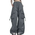 thumbnail image 1 of Razzly Cargo Pants Woman Relaxed Fit Baggy Clothes Black Pants High Waist Zipper Slim Drawstring Waist With Pockets Loose Plus Size Women Dressy Casual Teen Sweatpants Linen Pants(Dark Gray,5XL), 1 of 4
