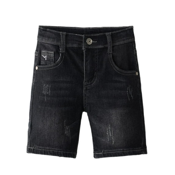 Razzly Child Boys Summer Denim Shorts Elastic Waist Casual Comfortable Breathable Five Pocket Stretchable Playwear For Toddlers Kids Boy Shorts Toddler Boys Athletic Shorts Boys(Black,3-4 Years)