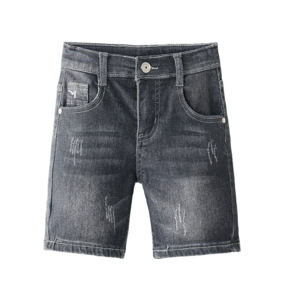 Razzly Child Boys Summer Denim Shorts Elastic Waist Casual Comfortable Breathable Five Pocket Stretchable Playwear For Toddlers Kids Boy Shorts Toddler Boys Athletic Shorts Boys(Grey,9-10 Years)