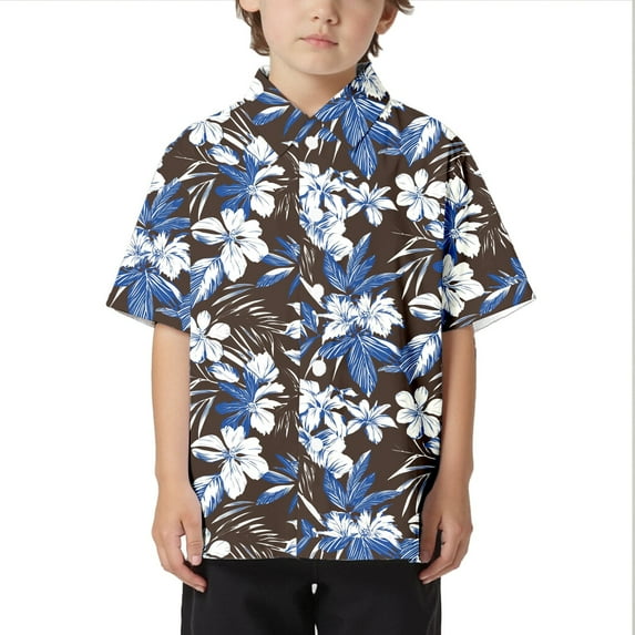 Razzly Child Clothes Kid, Hawaiian Toddler Uniform Shirts Little Boys Boys Summer Dress Outfits Button Down Shirt Men Family Set Clothes Matching(Brown,5-6 Years)