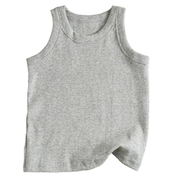 Razzly Child Girls Athletic Tank Top Racerback Sleeveless Sports Dancewear for Toddler Kids Ballet Gymnastics Comfortable Breathable Summer Outfit(Light Gray,5-6 Years)