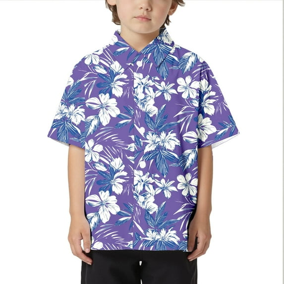 Razzly Child Shirt for Kids, Hawaiian Light Uniform Shirts for Boys Little Boys Toddler Boy Dress Outfit Button Down Shirts Boys Toddler Clothes(Purple,3-4 Years)
