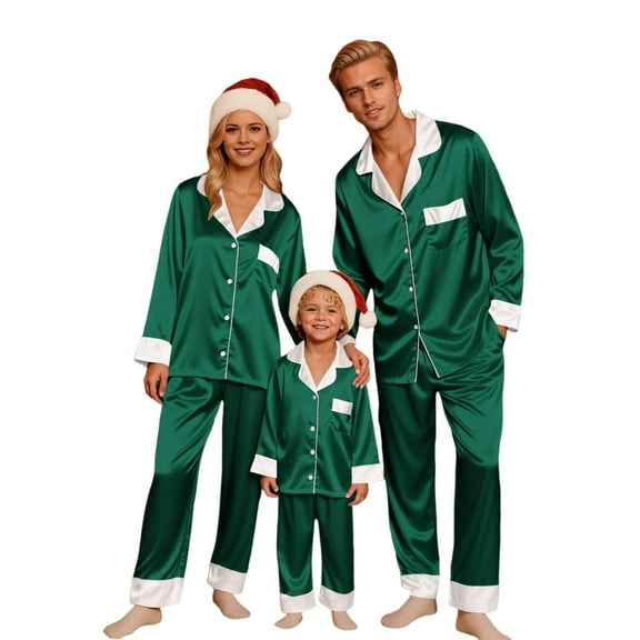 Razzly Christmas Pjs for Family Matching Pjs Family Christmas Pajamas Set Candy Cane Family Christmas Pajamas Sleepwear Couples Nightshirt Pajama Set Fuzzy Pjs(Green,L)