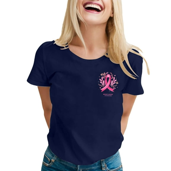 Razzly Empowering Women's Awareness Month Graphic T Shirt Support Health Awareness With Stylish Design For Comfort And Advocacy For Daily Wear And Special Events Short Sleeve Raglan Shirt(Navy,XL)