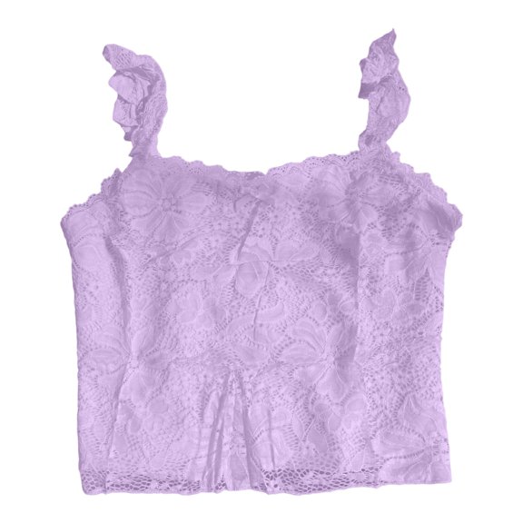 Razzly French Style Lace Trim Backless Tank Top For Women Stylish Apparel(Purple,S)