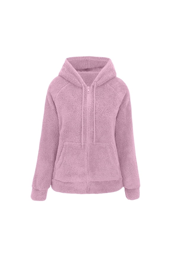 Full Zip Hooded Sweatshirt with Front Pockets Soft Warm Winter Pullover Casual Comfort Outerwear for Everyday Wear(Light Pink,XXL)