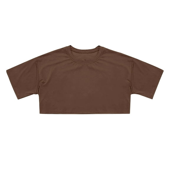 Razzly Juniors Kid Tshirt, Solid Color Graphic Tshirts Girls Puff Short Sleeve Shirts Cotton T Shirts Girls Basic T Shirts Girls Summer Shirts(Brown 14-15 Years)