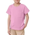 thumbnail image 1 of Razzly Little Boys Kid Clothes,Solid Color Boys' Short-Sleeved Shirts Boys Cotton Crew Neck T Shirts Child Athletic Shirt Boys Kids Summer Clothes Boys(Pink,4-5 Years), 1 of 4