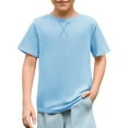thumbnail image 1 of Razzly Little Boys Shirt Kid,Solid Color Short Shirt Boy Baby Tee Cotton Child Mesh Athletic T-Shirts Kids Summer Clothes(Light Blue,5-6 Years), 1 of 7