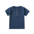 thumbnail image 1 of Razzly Little Boys Shirts,Solid Color Henley Collar Boys Short Sleeve Cotton T Shirts for Kids Child Kids Athletic Shirts Shirts Boys Summer(Blue,7-8 Years), 1 of 4