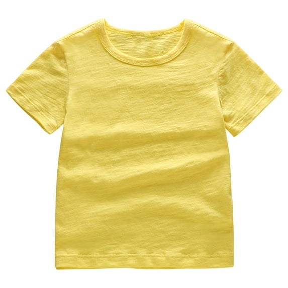 Razzly Little Boys Tee for Kid,Solid Color Kids Tees Short Sleeve Plain Cotton T Shirts Child Kids Athletic Shirts Boys Summer Clothes(Yellow,7-8 Years)