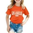 thumbnail image 1 of Razzly Little Girl T Shirts, Los Angeles Graphic T-Shirts Girl's Short Sleeved Shirt Cotton T Shirt Basics Tshirt Cute Summer Shirts for Girls(Orange 3-4 Years), 1 of 4