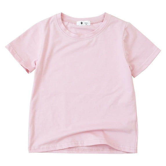 Razzly Little Girls Kid T-Shirt, Solid Color Girls Graphic T Shirts Girls Athletic Shirts Short Sleeve Youth Cotton Tshirt Toddler Soft Basic T-Shirts Summer T Shirts for Teen(Light Pink 4-5 Years)