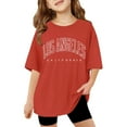 thumbnail image 1 of Razzly Little Girls Kids Short Sleeve Graphic T-Shirts, Alphabet Print Graphic Tee Shirt Cotton Shirts for Girls Child Kids Basic T-Shirts Girl Summer Shirt(Red,5-6 Years), 1 of 6