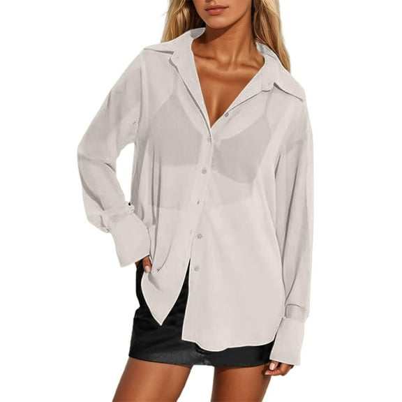 Razzly Long Sleeve Knit Three Quarter Sleeve Shirt Women Lightweight Button down Shirt Womens Shirts Fall Women Training Shirts Running Shirts for Women T Shirts for Woman Western Tunic(White,M)
