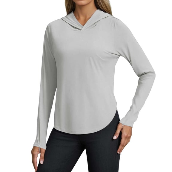 Razzly Long Sleeve Women Running Shirt Ladies Athletic Wear Light Long Sleeve Women Shirt Polyester Spandex Women's Athletic Tops Women's Fitness High Elasticity Quick Drying Yoga Running Sun(Grey,M)
