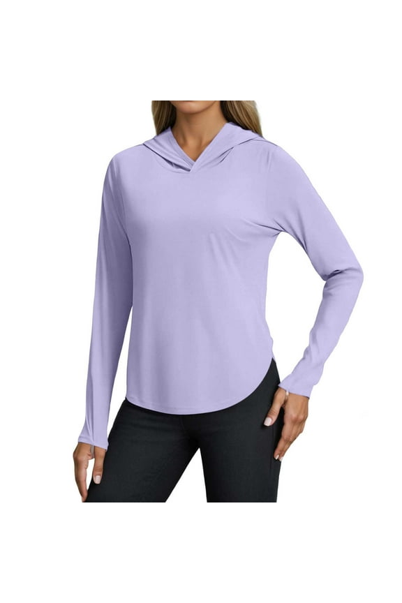 Long Sleeve Women Running Shirt Ladies Athletic Wear Light Long Sleeve Women Shirt Polyester Spandex Women's Athletic Tops Women's Fitness High Elasticity Quick Drying Yoga Running(Purple,L)
