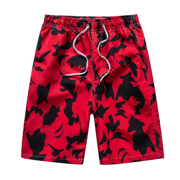 Razzly Male Summer Board Shorts Resort Fully Printed Tie Pocket Shorts Swim Suit Mens Men Pool Shorts Board Shorts for Men Big And Tall Mens Swim Shorts Quick Y Mens Board Shorts Size 38 Flag(Red,M)