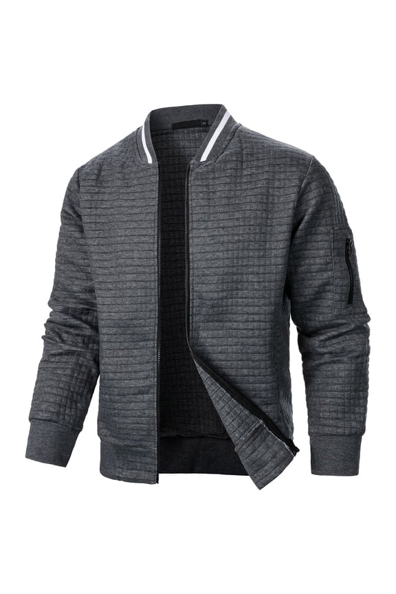 Men Male Solid Color Autumn And Winter Long Sleeve Jacket Coat Square Plaid Zipper Cardigan Sweatshirt Rain Jacket Bad Lands Jacket Men's Jacket down Coat Coats Long Jackets for Men(Grey,3XL)