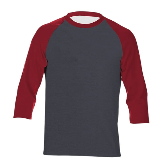 Razzly Men's 3/4 Sleeve Baseball Raglan T Shirt Casual Soft Breathable Comfortable Sports Tee Long Sleeve Classic Fit(Red1,2XL)