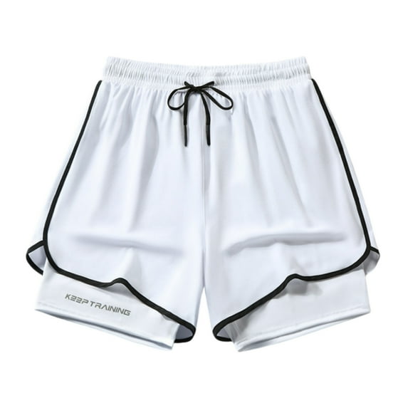 Razzly Men's Casual Athletic Shorts With Letter Print Lightweight Breathable Workout Running Gym Summer Comfortable Stretch Elastic Waistband Hot Weather Shorts Yoga Shorts Mens Active Men(White,3XL)