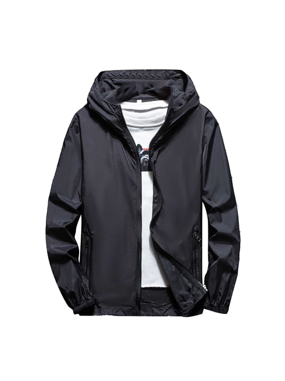 Men's Casual Jackets Lightweight Breathable Outdoor Skin Jacket for Couples(Black,XL)