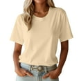 thumbnail image 1 of Razzly Men's Casual Short Sleeve T Shirt Round Neck Basic Tee Loose Fit Summer Top Comfortable Breathable Daily Wear for Women Compression Shirt Long Sleeve Womens Top Womens Loose Athletic(Beige,XL), 1 of 4