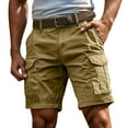 thumbnail image 1 of Razzly Men's Casual Shorts Summer Comfortable Breathable Outdoor Relaxed Fit Elastic Waist Lightweight Soft Fabric Running Short for Men Linden Creek Mens Sports Shorts with Pockets Mens All(Khaki,M), 1 of 6