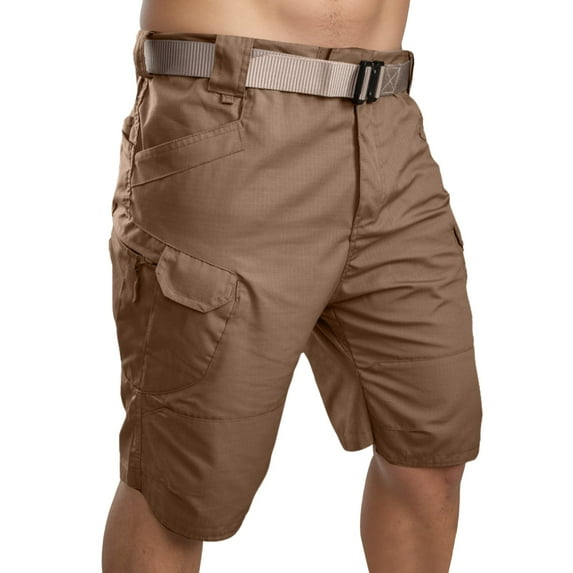 Razzly Men's Casual Stretch Shorts Slim Fit Zip Detail Comfortable Breathable Summer Lightweight Gym Outdoor Everyday Wear Men Running Shorts Men Designer Shorts Mens Denim Cargo Shorts 33(Brown,3XL)
