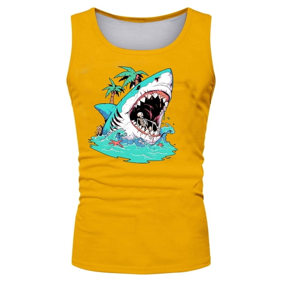 Razzly Men's Casual Tank Tops - Floral Print Sleeveless Shirt for Spring Summer Lightweight Breathable T-shirt for Everyday Wear(Yellow,L)
