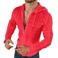thumbnail image 1 of Razzly Men's Casual Zip Up Hoodie Long Sleeve Lightweight Sweatshirt Stylish Outdoor Active Wear Slim Fit Jacket(Red,XL), 1 of 5