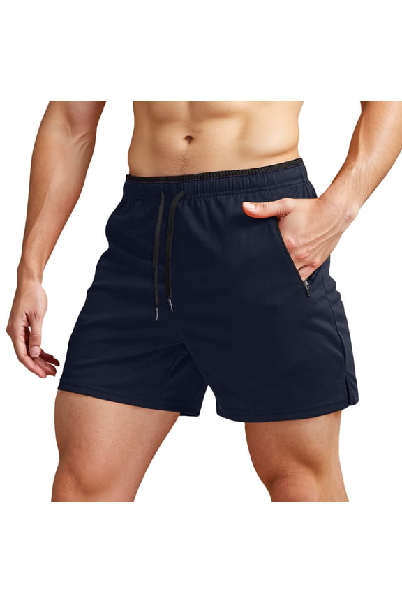 Men's Running Shorts With Zipper Pockets Gym Athletic Workout 5" Shorts For Men Mens Shorts Size 38 Short Running Shorts Men Sweat Short Sweat Shorts Shorts Workout Basketball Shorts(Navy,M)