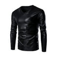 thumbnail image 1 of Razzly Men's Shiny Wet Long Sleeve T-Shirt Slim Fit V Neck Dress Shirt for Formal Casual Wear(Black,5XL), 1 of 2