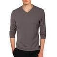 thumbnail image 1 of Razzly Men's Slim Fit V Neck Long Sleeve T Shirt Lightweight Casual Layering Top Comfortable Soft Fabric Fall Fashion Basic Tee(Coffee,XL), 1 of 4