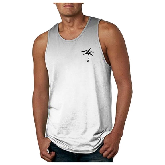 Razzly Men's Tank Tops Sleeveless Gradient Sports Shirt for Exercise Swimming Beach Fitness Training Casual Wear(Grey,3XL)
