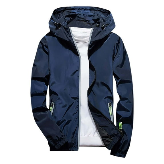 Razzly Men's And Women's Casual Outdoor Sports Jacket Lightweight Water Windbreaker For All Seasons Warm Jumpsuit for Men Casual Light Jacket for Men Winter down Coat Jackets for Men(Dark Blue,L)