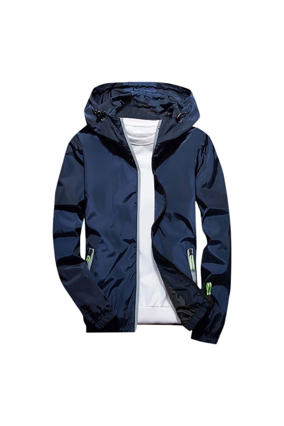 Men's And Women's Casual Outdoor Sports Jacket Lightweight Water Windbreaker For All Seasons Warm Jumpsuit for Men Casual Light Jacket for Men Winter down Coat Jackets for Men(Dark Blue,S)