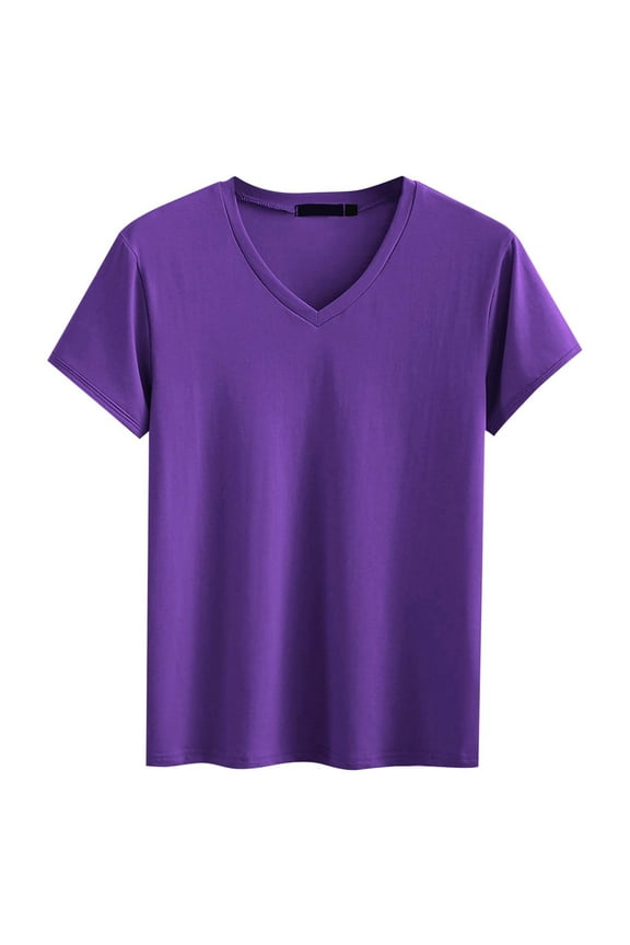 Mens Graphic T Shirt V Neck T Shirts for Men Shirts Big And Tall Plain T Shirts Pack Mens Short Sleeve T Shirts Long Sleeved Shirts Mens Shirt Packs Big & Tall Shirts for Men Men(Purple,4XL)