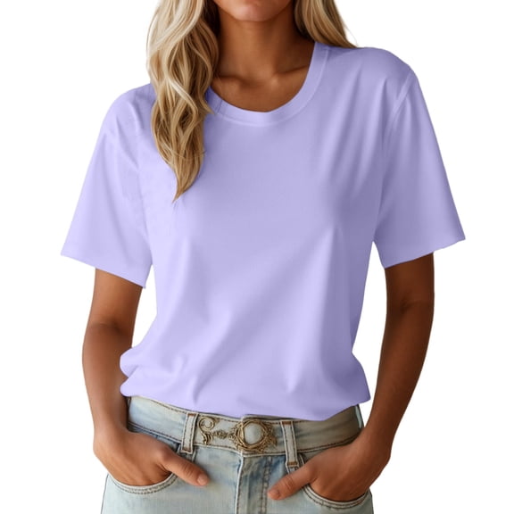 Razzly Soft Maternity Blouse Women's Short Sleeve Round Neck Casual Tops Loose Fit Pregnancy Shirt Comfortable Summer Basic Tee Neck Tee Shirt Womens Baseball Tee Technical Shirts Women(Purple,M)