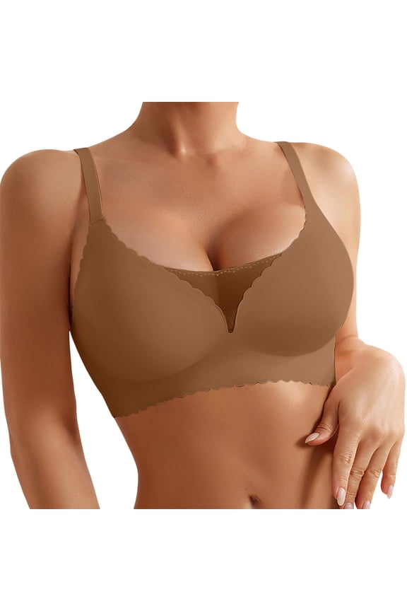 Sports Bra Small No Underwire Push up Bras for Women Custom Sports Bra Y Sports Bra Womens Bras No Underwire Front Closure Bandeau Sports Bra Wireless Bras Keyhole Bra Womens Support(Coffee,M)