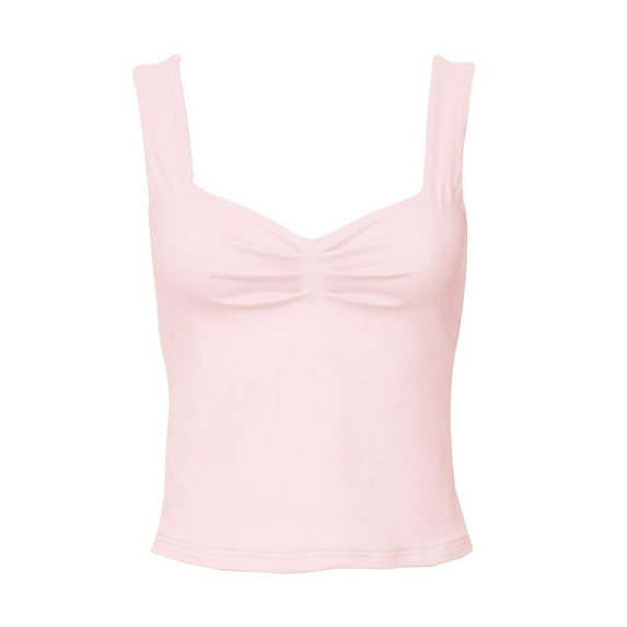 Razzly Stylish Women Square Neck Sleeveless Tank Top Basic Solid Color Casual Everyday Wear Comfortable Stretch Fit(Pink,S)