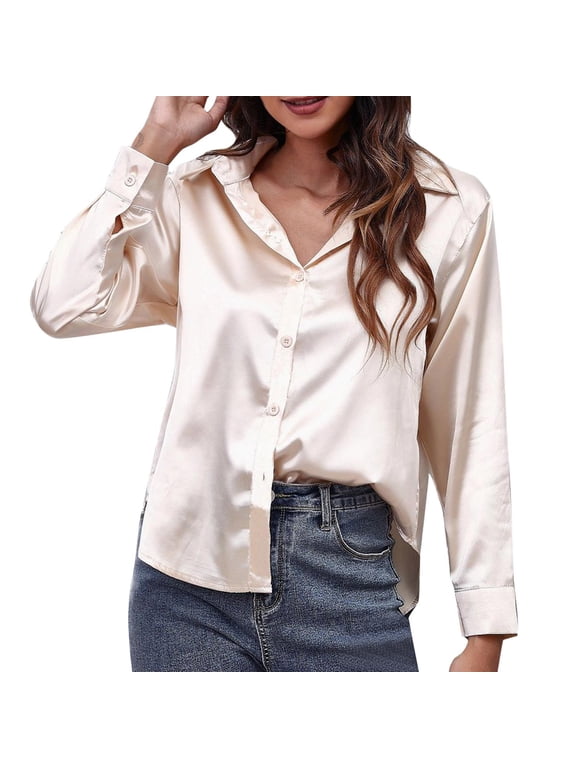 Summer Tops Long Sleeve for Women Super Tight Sleeve Colla Shirt Women Long Sleeve Exercise T Shirts for Women Women's Button up Shirt Womens Baseball Long Sleeve T Shirt V Neck(Rose Gold,L)